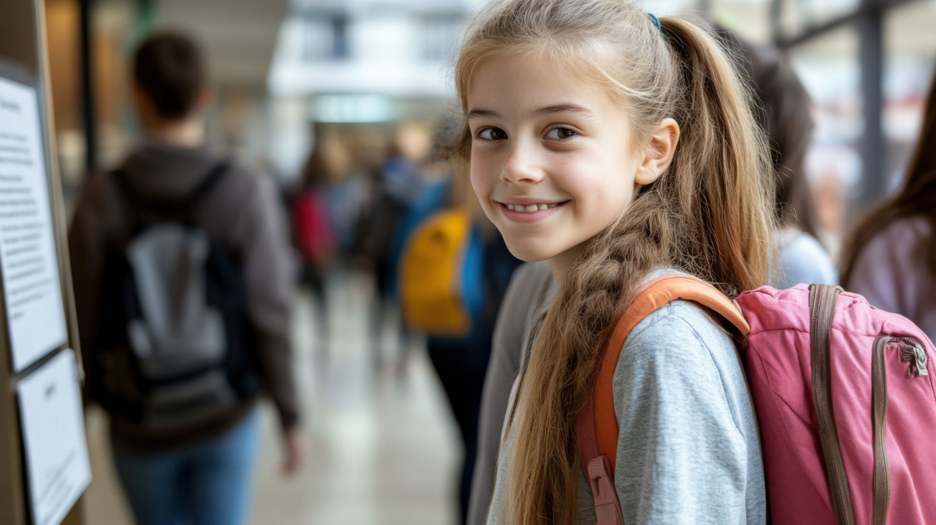 Schulkind guckt erwartungsvoll